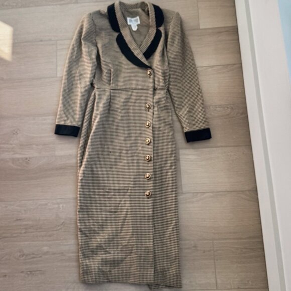 Vintage Julian Taylor NY Houndstooth Dress 80s/90s Workwear Style Sz 6 - Picture 5 of 9